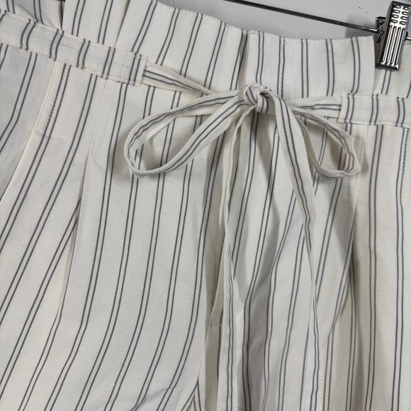 Club Monaco White Pin Striped Linen Blend Wide Leg Pants Size 4 Summer Casual - Picture 7 of 15